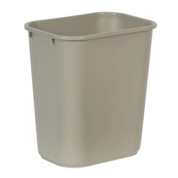 Can Trash Resin/Smooth Finish 7gal No Lid Beige Rectangle Each, 12 EA/CA